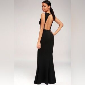 Lulu's | Mine Black Backless Mermaid Maxi Dress Small Event Formal Wedding
